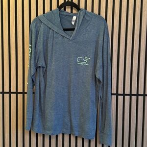 Women's Slate Blue Hooded Long Sleeve Tee